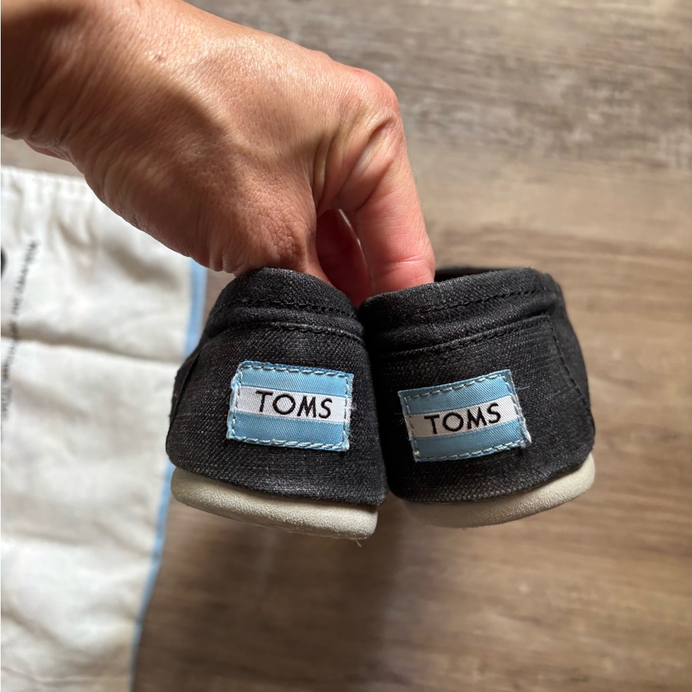 TOMS Dark/Grey Charcoal Canvas Slip-Ons - Picture 3 of 9